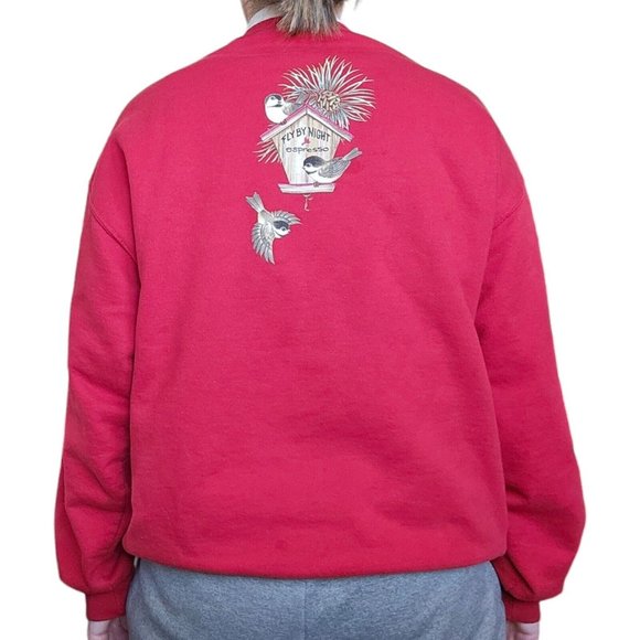 Retro 90s‎ L Red Bird Feeder Graphic Crewneck Sweatshirt READ Funny Fastfood - Picture 4 of 8